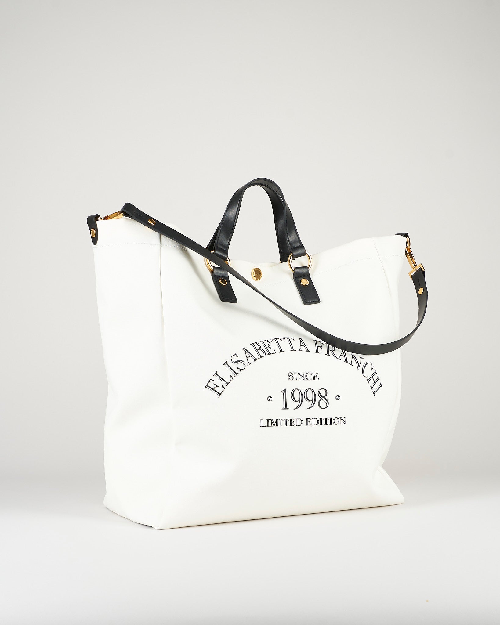 Tote Avorio-Nero in canvas BS14A62E2 309 ELISABETTA FRANCHI 