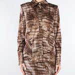 Camicia Cacao in raso con stampa alligatore CA13161E2 644 ELISABETTA FRANCHI 