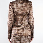 Camicia Cacao in raso con stampa alligatore CA13161E2 644 ELISABETTA FRANCHI 