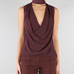 Top Cacao in georgette di viscosa CA13461E2 644 ELISABETTA FRANCHI 