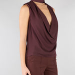 Top Cacao in georgette di viscosa CA13461E2 644 ELISABETTA FRANCHI 