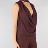 Top Cacao in georgette di viscosa CA13461E2 644 ELISABETTA FRANCHI 