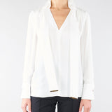 Camicia Avorio in georgette di viscosa con fusciacca CA14661E2 360 ELISABETTA FRANCHI 