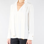 Camicia Avorio in georgette di viscosa con fusciacca CA14661E2 360 ELISABETTA FRANCHI 