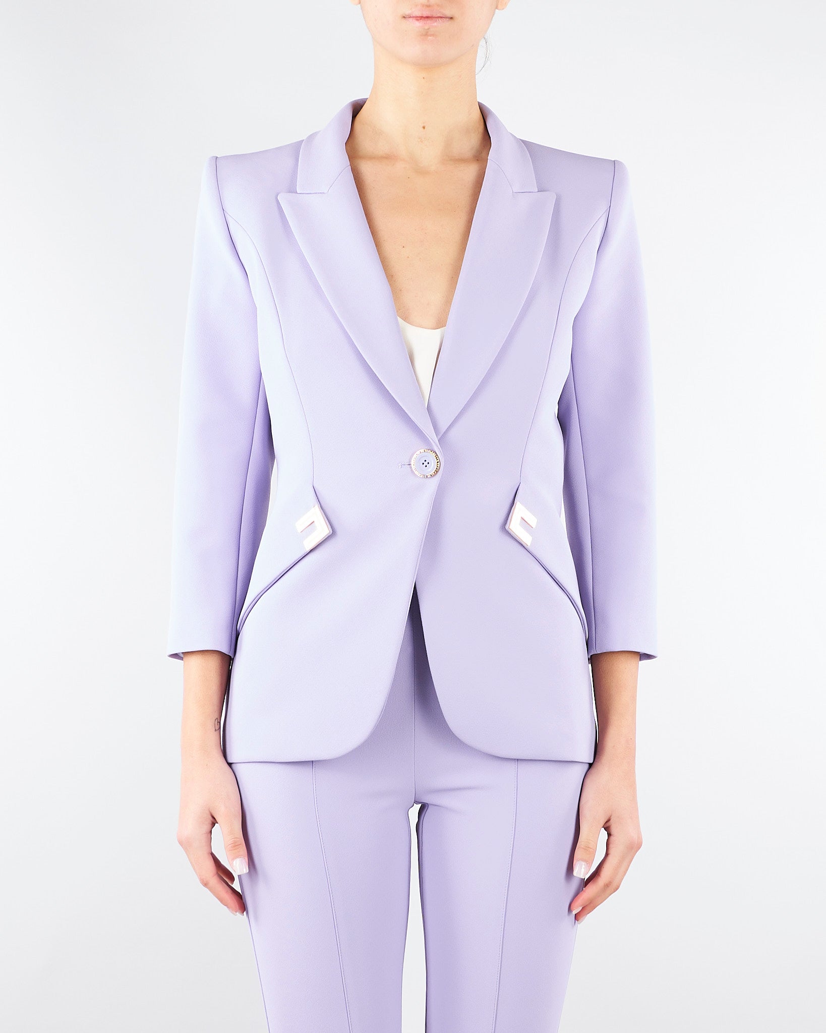 Giacca Lilla in doppio crêpe stretch con dettagli logo GI21561E2 EV7 ELISABETTA FRANCHI 