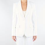 Giacca Avorio in doppio crêpe stretch con motivi a taglio vivo GI21661E2 360 ELISABETTA FRANCHI 