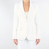 Giacca Avorio in doppio crêpe stretch con motivi a taglio vivo GI21661E2 360 ELISABETTA FRANCHI 