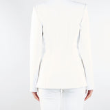Giacca Avorio in doppio crêpe stretch con motivi a taglio vivo GI21661E2 360 ELISABETTA FRANCHI 