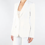 Giacca Avorio in doppio crêpe stretch con motivi a taglio vivo GI21661E2 360 ELISABETTA FRANCHI 