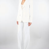 Giacca Avorio in doppio crêpe stretch con motivi a taglio vivo GI21661E2 360 ELISABETTA FRANCHI 