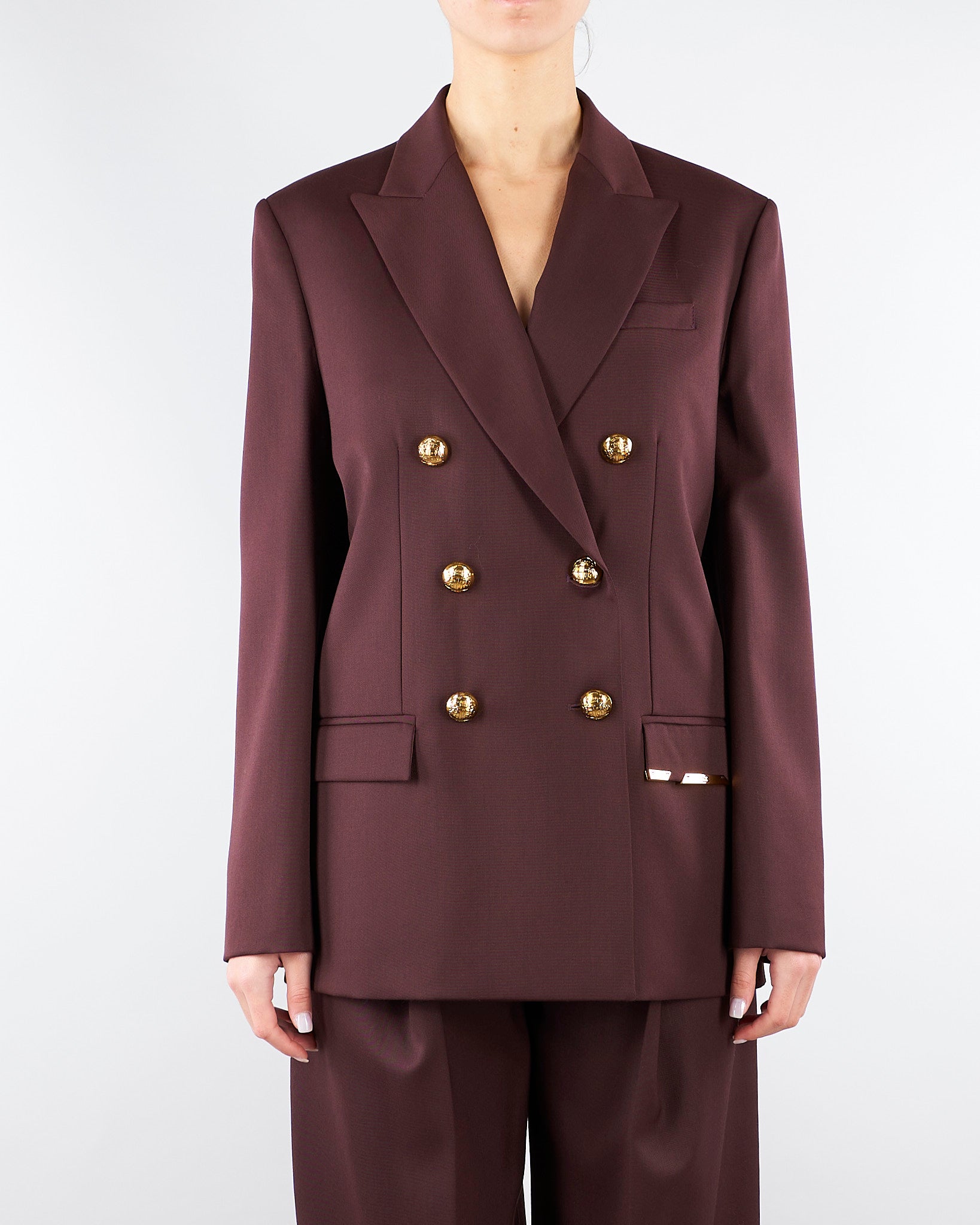 Giacca Cacao in fresco lana con placca gioiello GI22061E2 644 ELISABETTA FRANCHI 