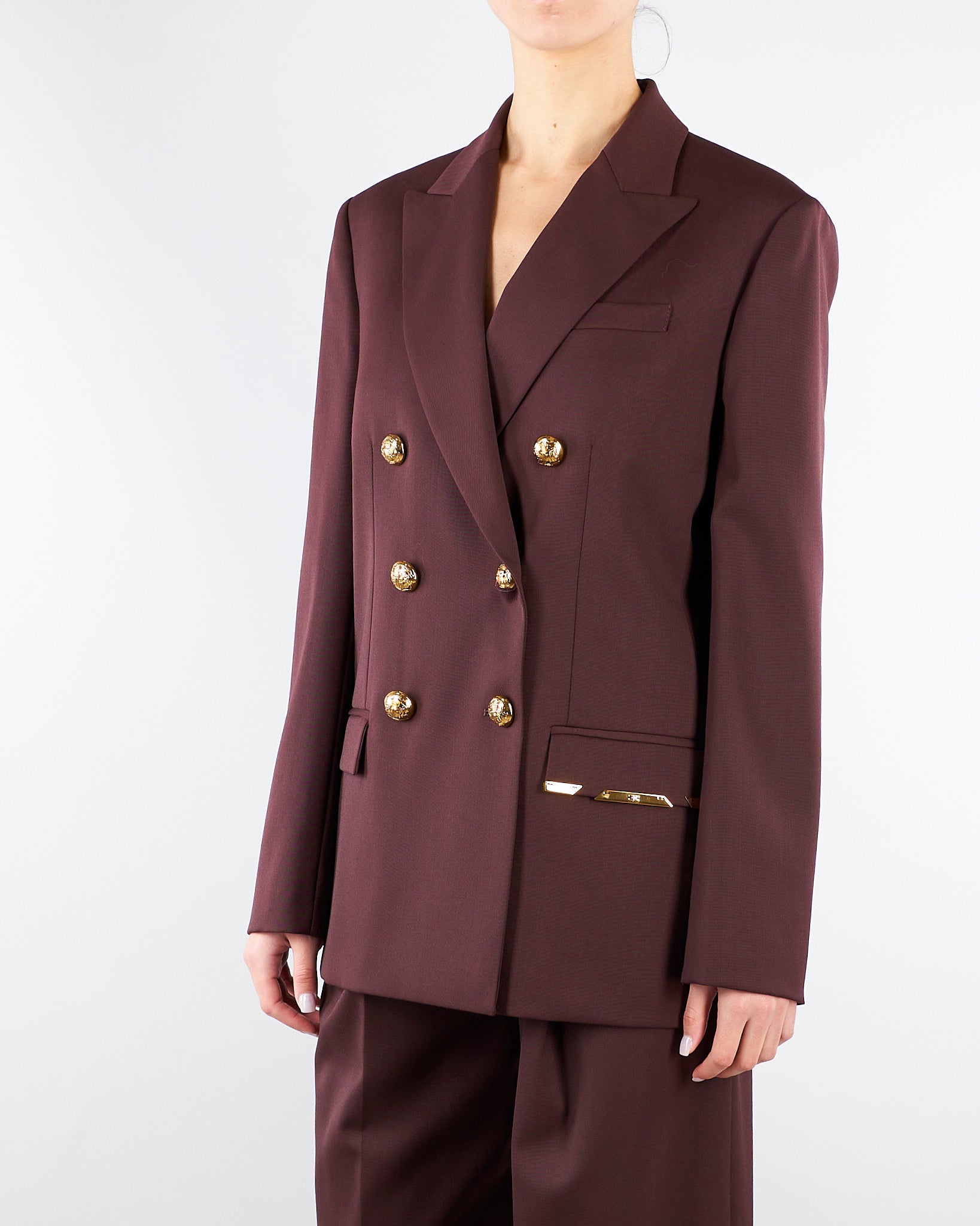 Giacca Cacao in fresco lana con placca gioiello GI22061E2 644 ELISABETTA FRANCHI 