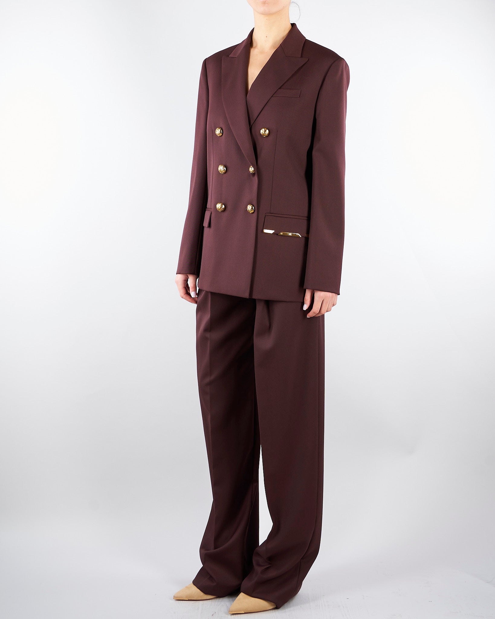 Giacca Cacao in fresco lana con placca gioiello GI22061E2 644 ELISABETTA FRANCHI 