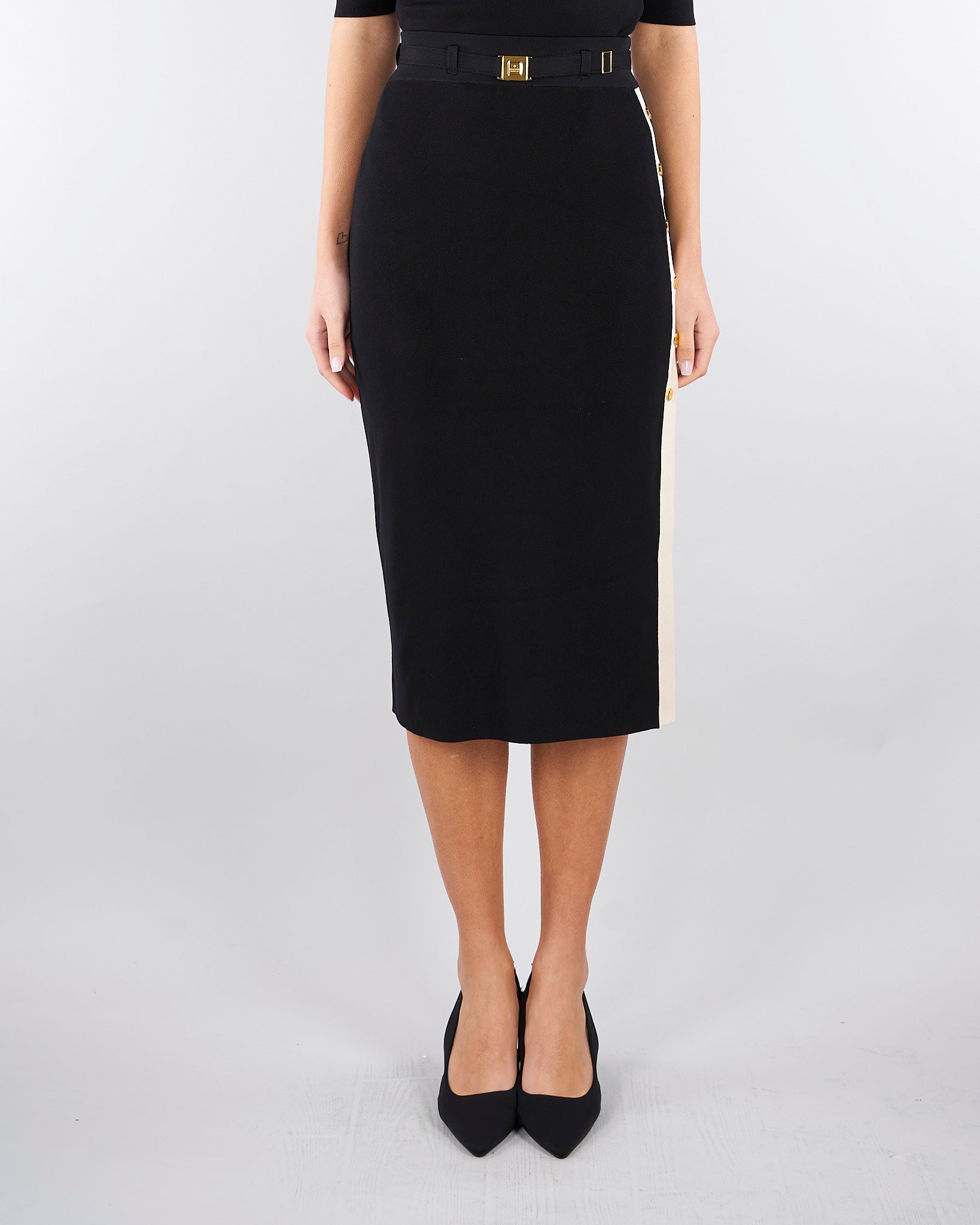 Gonna in maglia con bande in viscosa lucida GK27S61E2 685 ELISABETTA FRANCHI 