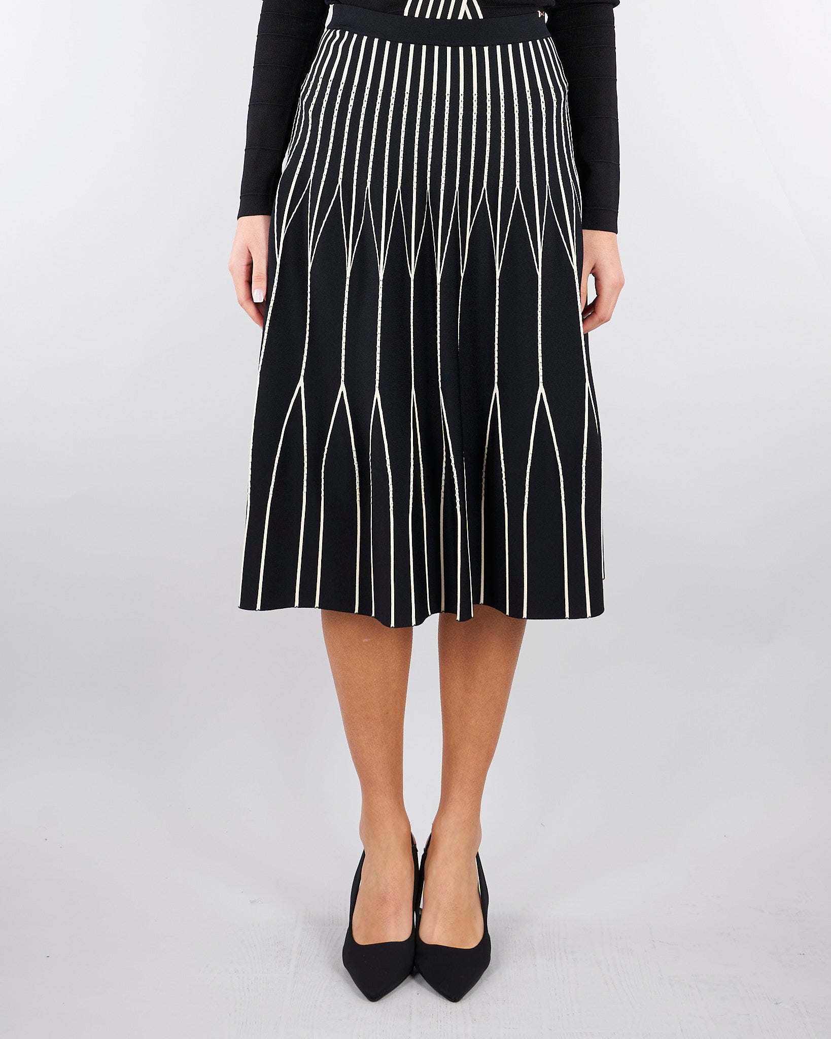 Gonna Nero-Burro in maglia bicolore GK31S62E2 685 ELISABETTA FRANCHI 