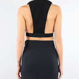 Gilet Nero-Burro cropped bicolor GL00161E2 685 ELISABETTA FRANCHI 