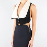 Gilet Nero-Burro cropped bicolor GL00161E2 685 ELISABETTA FRANCHI 