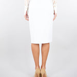 Gonna Avorio in doppio crêpe stretch con dettagli logo GO14761E2 360 ELISABETTA FRANCHI 