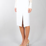 Gonna Avorio in doppio crêpe stretch con dettagli logo GO14761E2 360 ELISABETTA FRANCHI 