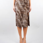 Gonna Cacao in jersey leggero con stampa alligatore GO14961E2 644 ELISABETTA FRANCHI 