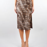 Gonna Cacao in jersey leggero con stampa alligatore GO14961E2 644 ELISABETTA FRANCHI 