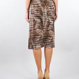 Gonna Cacao in jersey leggero con stampa alligatore GO14961E2 644 ELISABETTA FRANCHI 