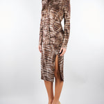 Gonna Cacao in jersey leggero con stampa alligatore GO14961E2 644 ELISABETTA FRANCHI 
