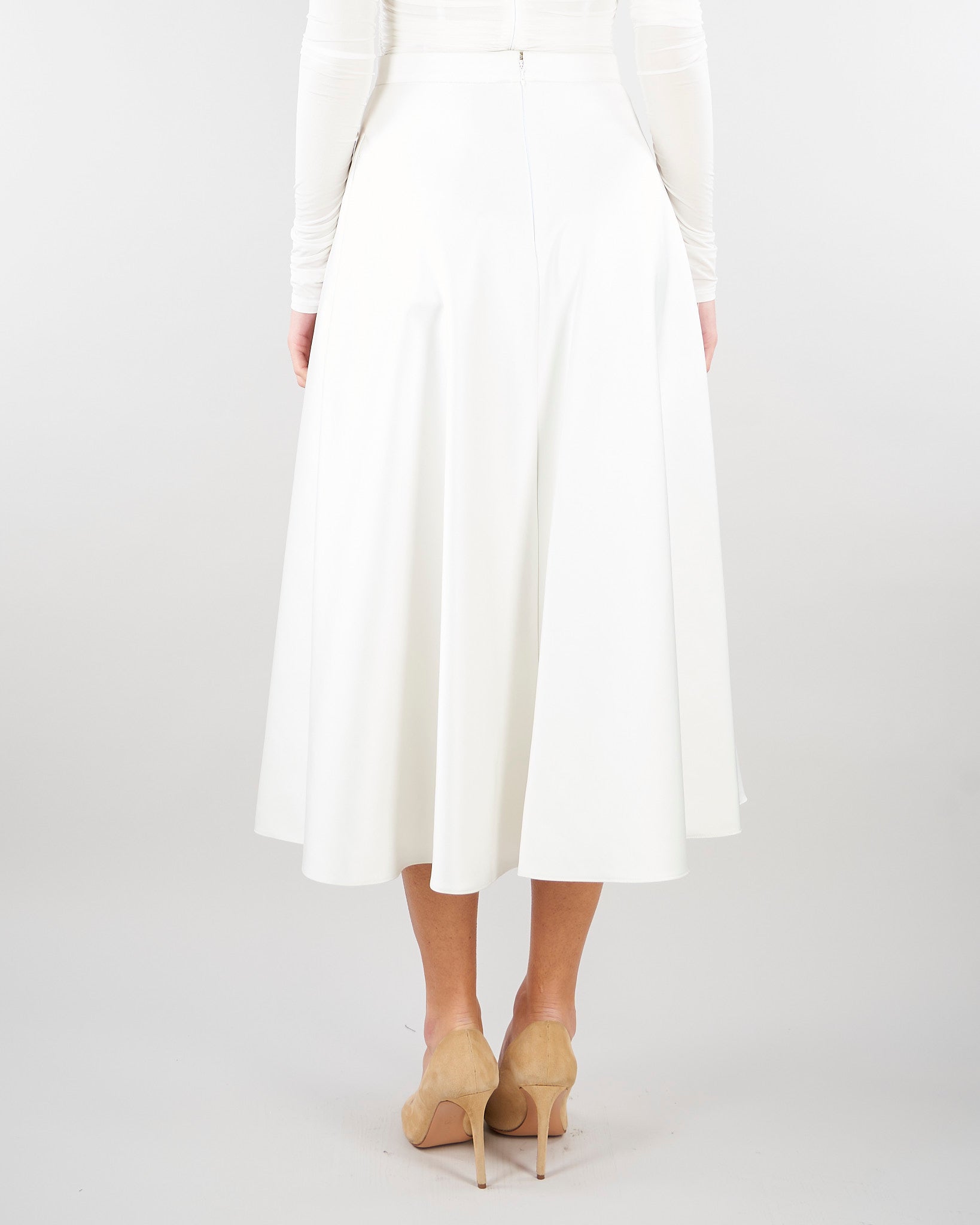 Gonna Avorio in duchesse con logo gioiello GO15661E2 360 ELISABETTA FRANCHI 