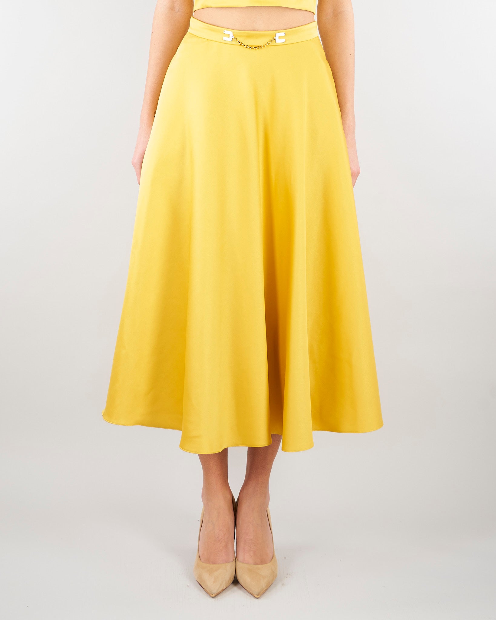 Gonna Sun in duchesse con logo gioiello GO15661E2 EV4 ELISABETTA FRANCHI 
