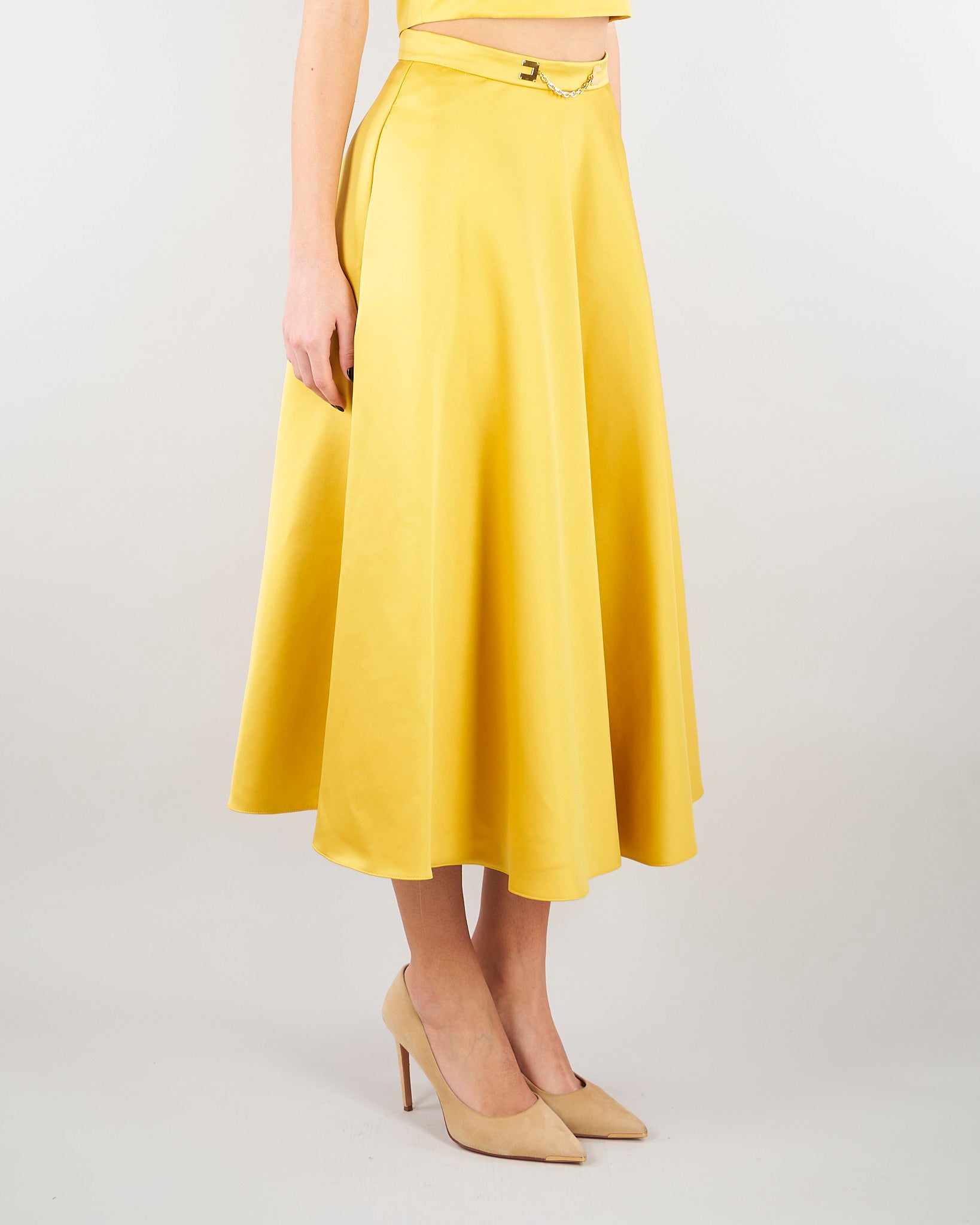 Gonna Sun in duchesse con logo gioiello GO15661E2 EV4 ELISABETTA FRANCHI 