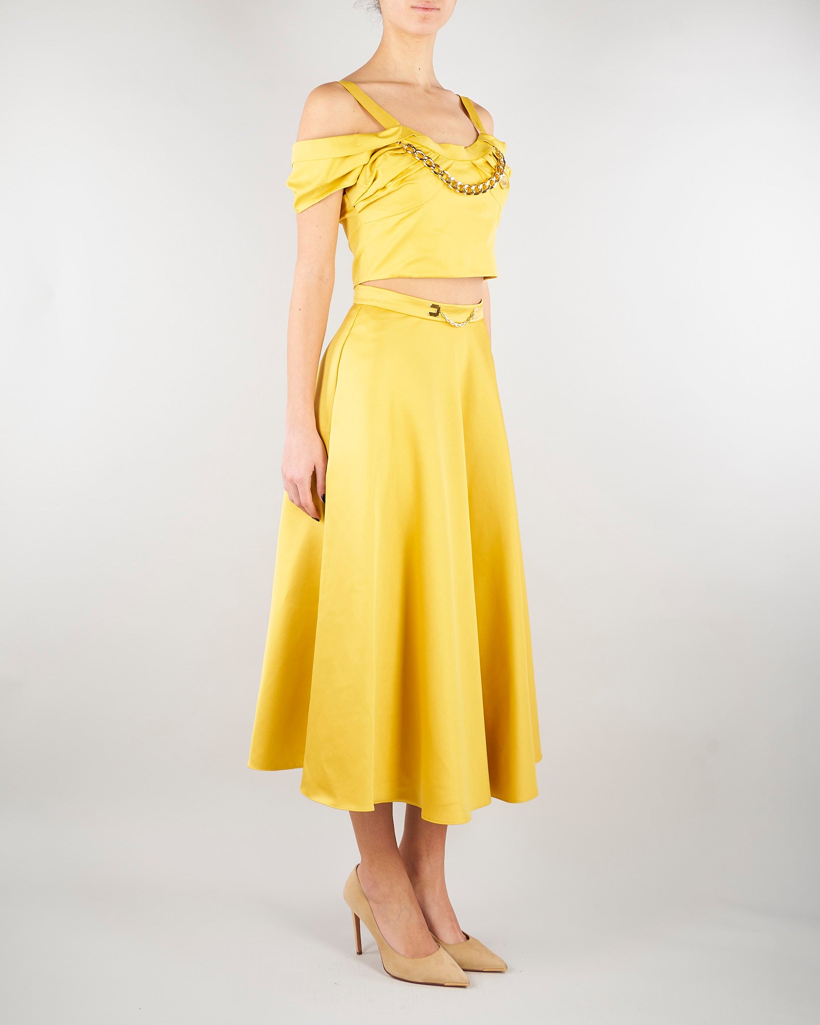 Gonna Sun in duchesse con logo gioiello GO15661E2 EV4 ELISABETTA FRANCHI 
