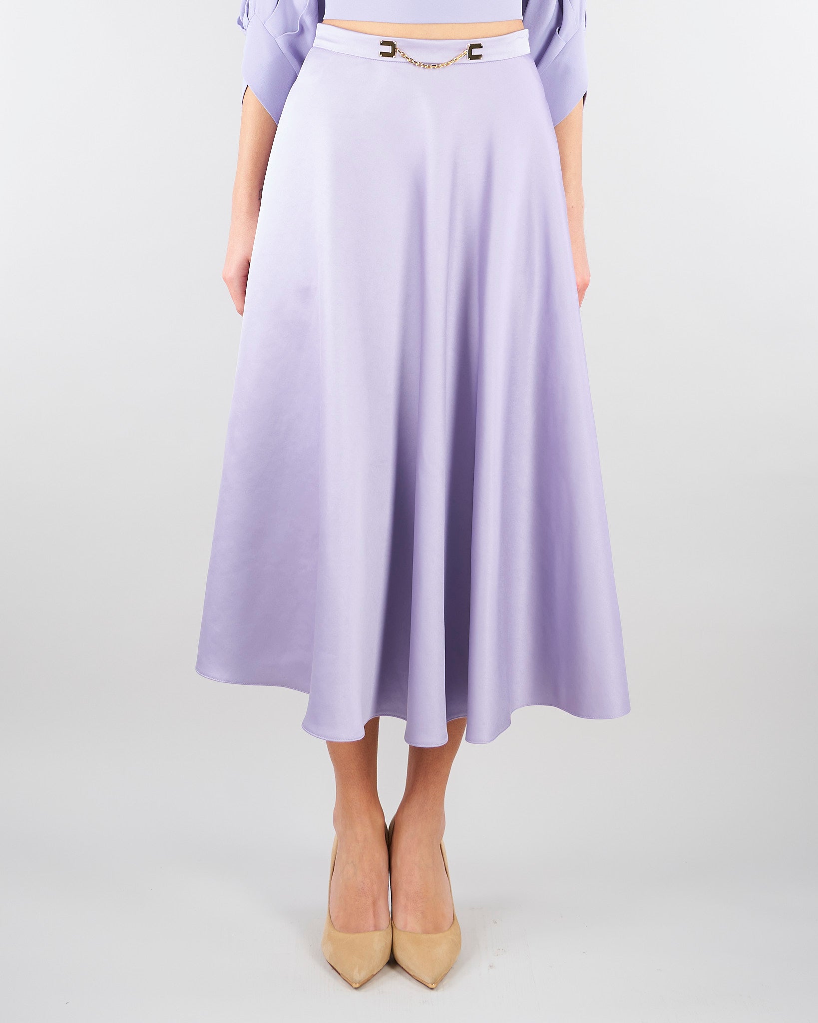 Gonna Lilla in duchesse con logo gioiello GO15661E2 EV7 ELISABETTA FRANCHI 
