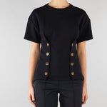 T-shirt Nero con bottoni gold MA00461E2 110 ELISABETTA FRANCHI 