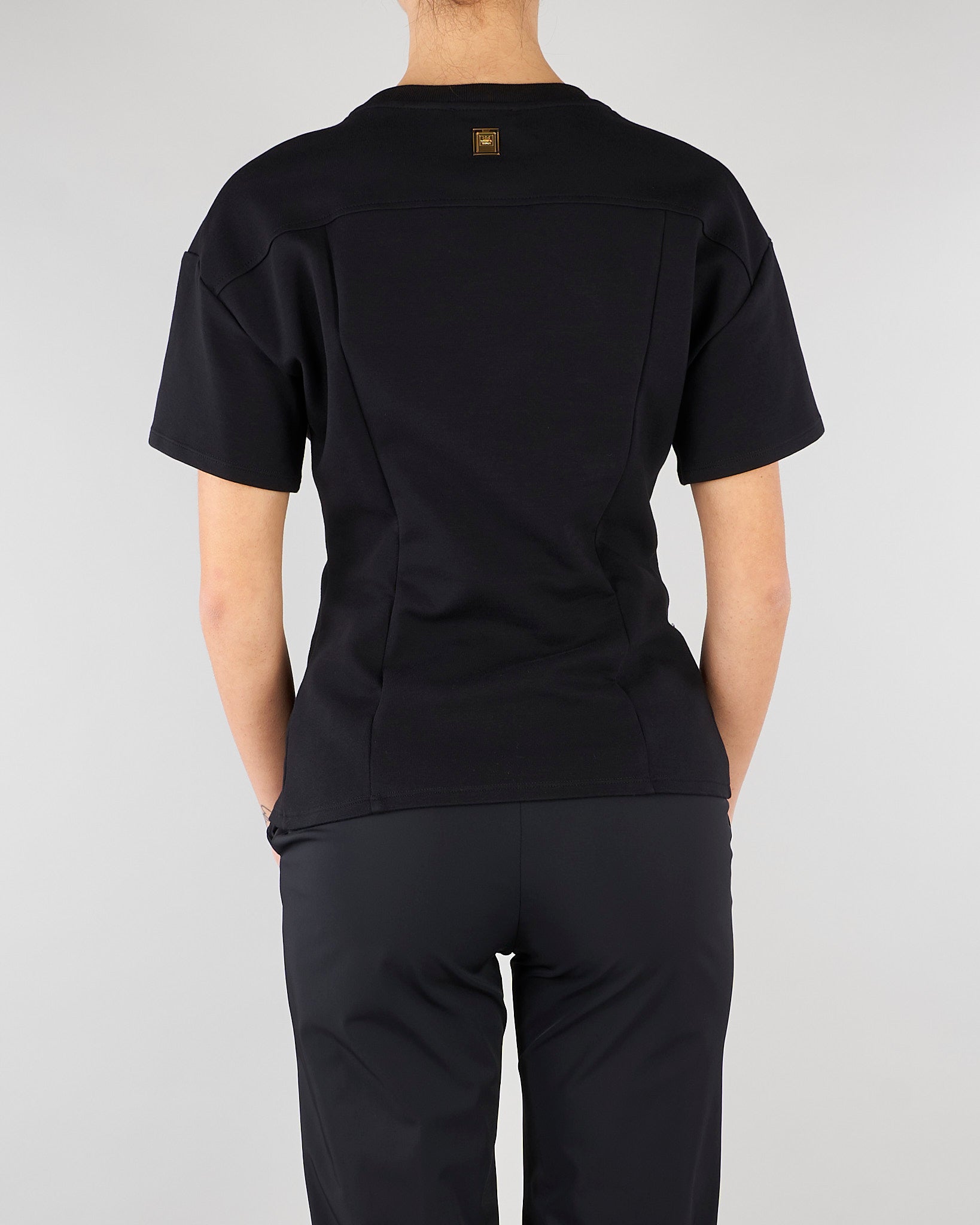 T-shirt Nero con bottoni gold MA00461E2 110 ELISABETTA FRANCHI 