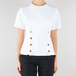 T-shirt Gesso con bottoni gold MA00461E2 270 ELISABETTA FRANCHI 