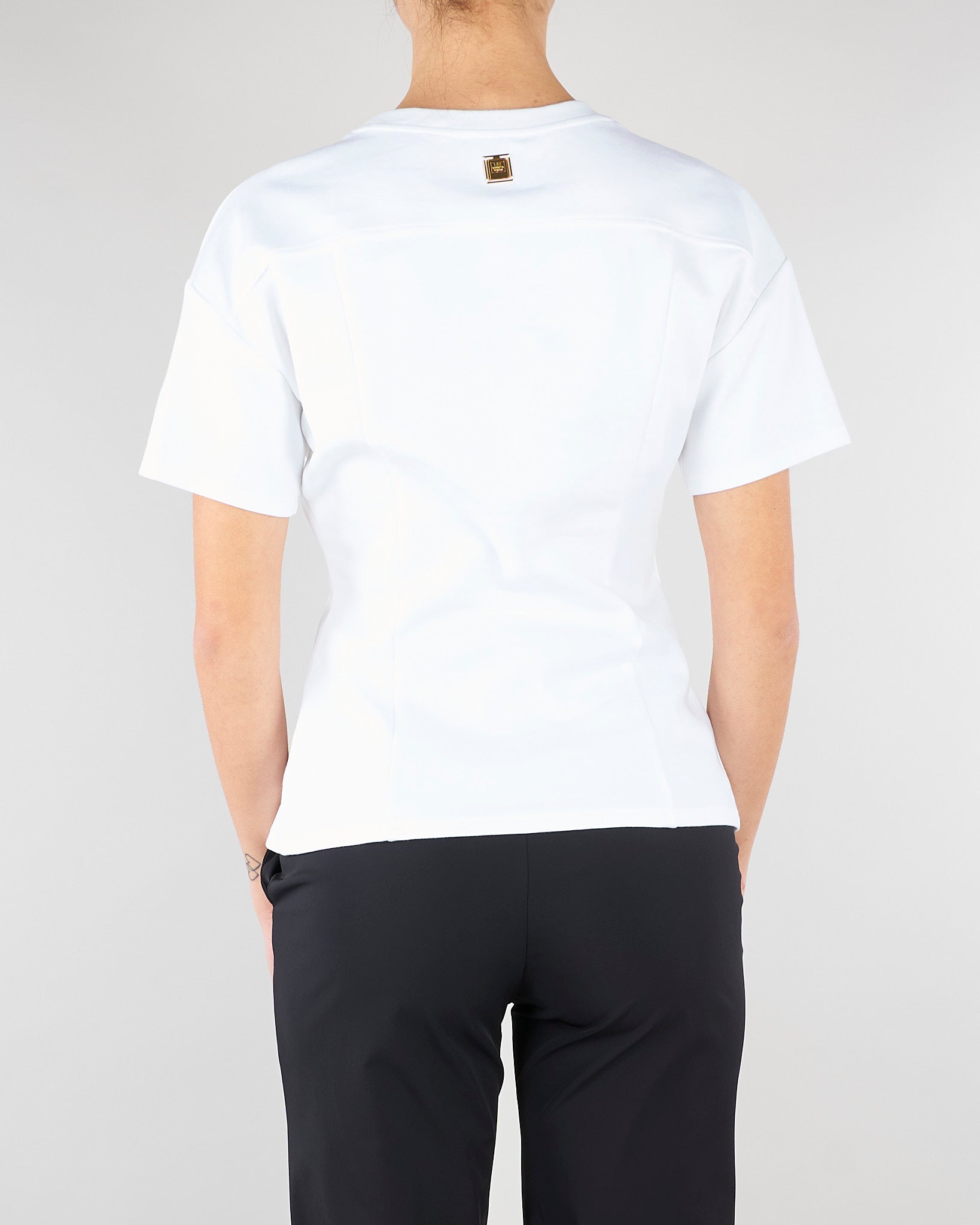 T-shirt Gesso con bottoni gold MA00461E2 270 ELISABETTA FRANCHI 