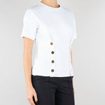 T-shirt Gesso con bottoni gold MA00461E2 270 ELISABETTA FRANCHI 
