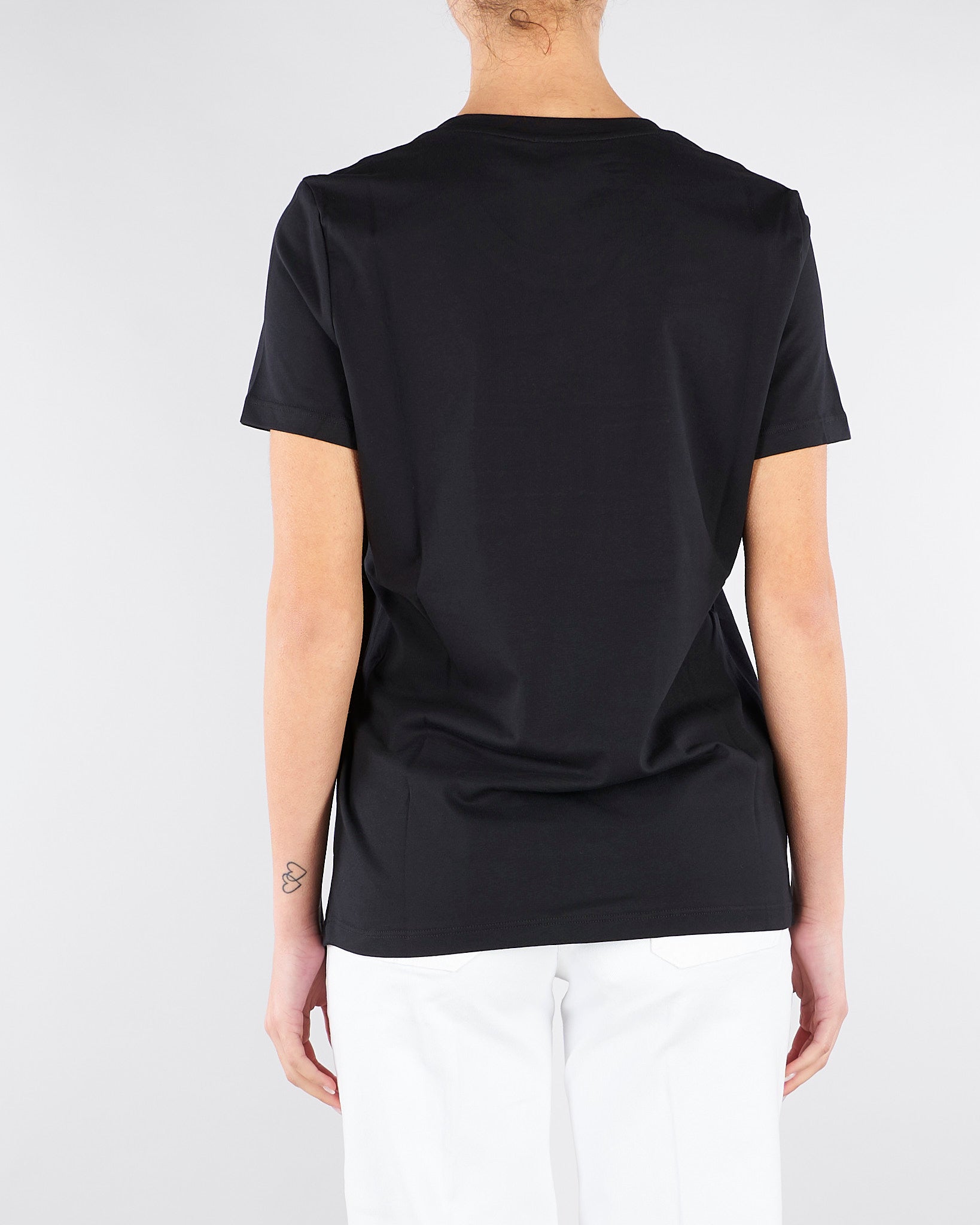 T-shirt Nero in jersey con logo ricamato MA71G61E2 110 ELISABETTA FRANCHI 