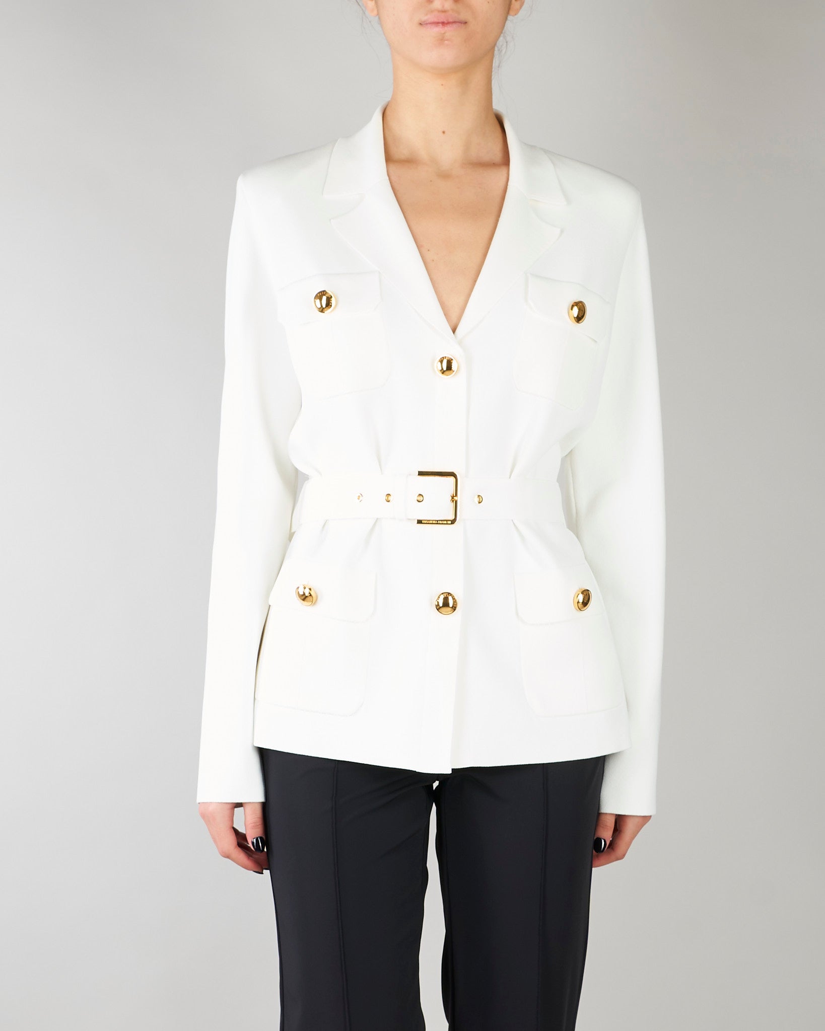 Giacca Avorio in maglia punto stoffa MK10B62E2 360 ELISABETTA FRANCHI 