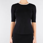 Top Nero-Burro in maglia con bande in viscosa lucida MK67S61E2 685 ELISABETTA FRANCHI 