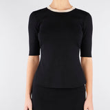 Top Nero-Burro in maglia con bande in viscosa lucida MK67S61E2 685 ELISABETTA FRANCHI 