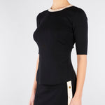 Top Nero-Burro in maglia con bande in viscosa lucida MK67S61E2 685 ELISABETTA FRANCHI 