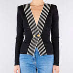 Top Nero-Burro in maglia con bande a righe MK78S61E2 685 ELISABETTA FRANCHI 