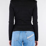 Top Nero-Burro in maglia con bande a righe MK78S61E2 685 ELISABETTA FRANCHI 