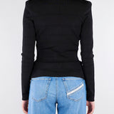 Top Nero-Burro in maglia con bande a righe MK78S61E2 685 ELISABETTA FRANCHI 