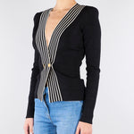 Top Nero-Burro in maglia con bande a righe MK78S61E2 685 ELISABETTA FRANCHI 