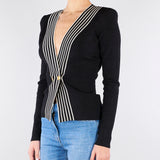 Top Nero-Burro in maglia con bande a righe MK78S61E2 685 ELISABETTA FRANCHI 