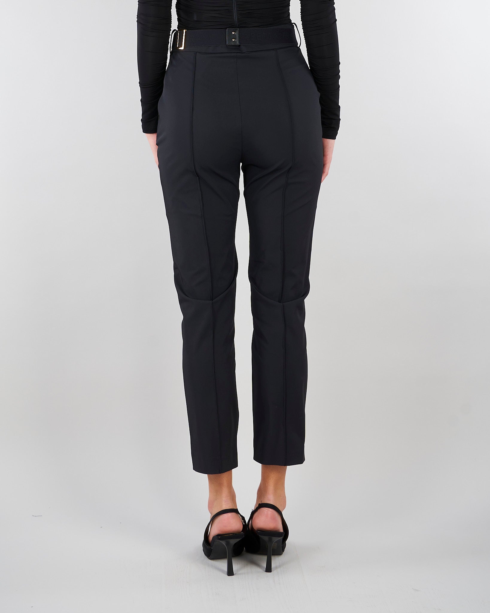 Pantaloni Nero in tessuto tecnico bielastico con cintura PA13261E2 110 ELISABETTA FRANCHI 