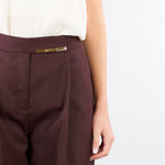 Pantaloni Cacao in fresco lana con placca gioiello PA15761E2 644 ELISABETTA FRANCHI 