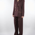 Pantaloni Cacao in fresco lana con placca gioiello PA15761E2 644 ELISABETTA FRANCHI 